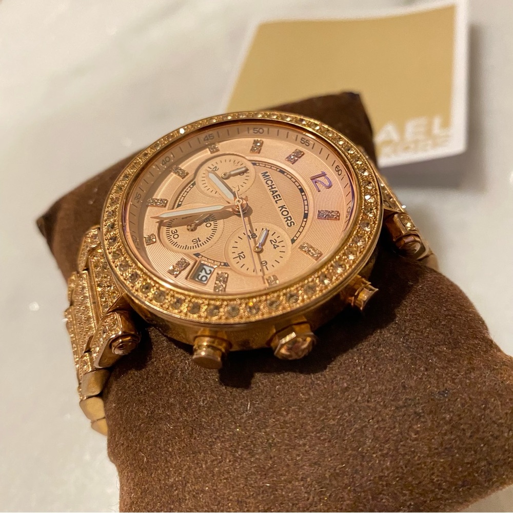 MICHAEL KORS WATCH IN ROSE GOLD & DIAMONDS WITH BOX